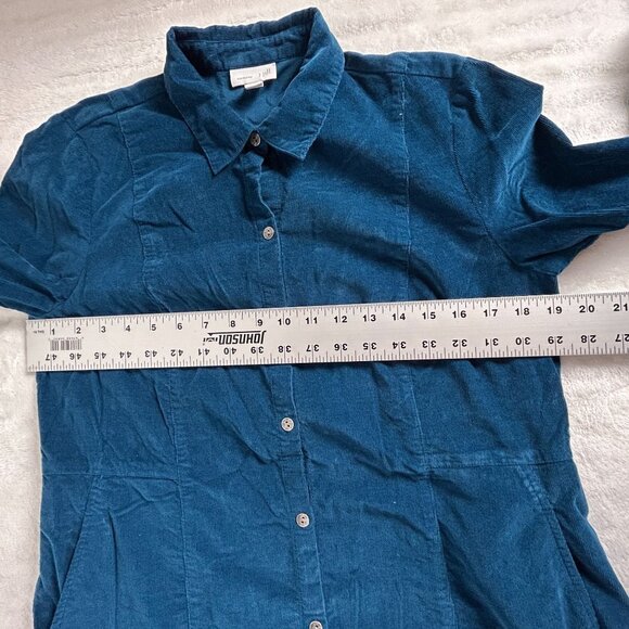 J. Jill Womens Blue Corduroy Button-Up Tunic Top Shirt Small Long Sleeve Casual - Picture 8 of 9